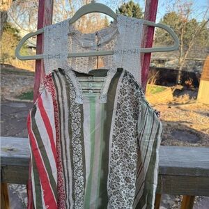 Striped and Lace Sleeveless Top